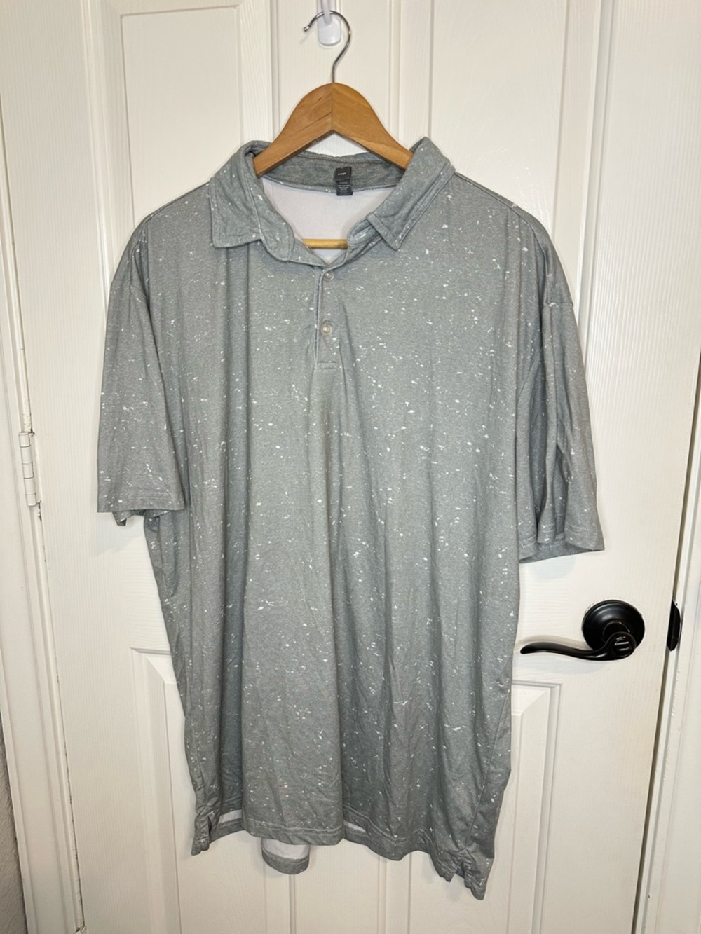 Andersonord Grey White Paint Splatter Print Polo Shirt XL Golf Tennis Preppy